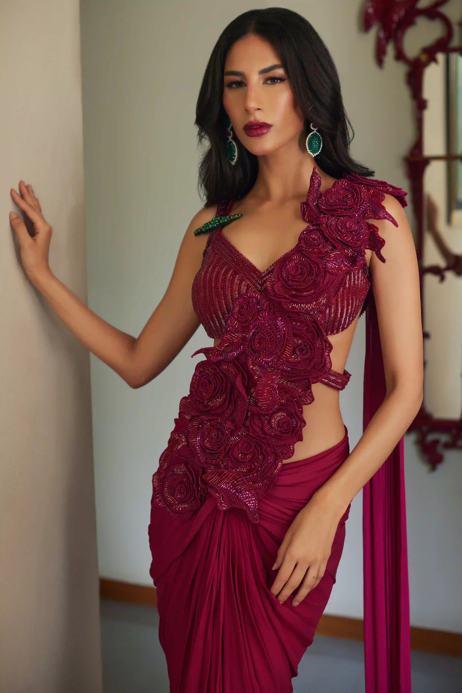 Cranberry Red Saree