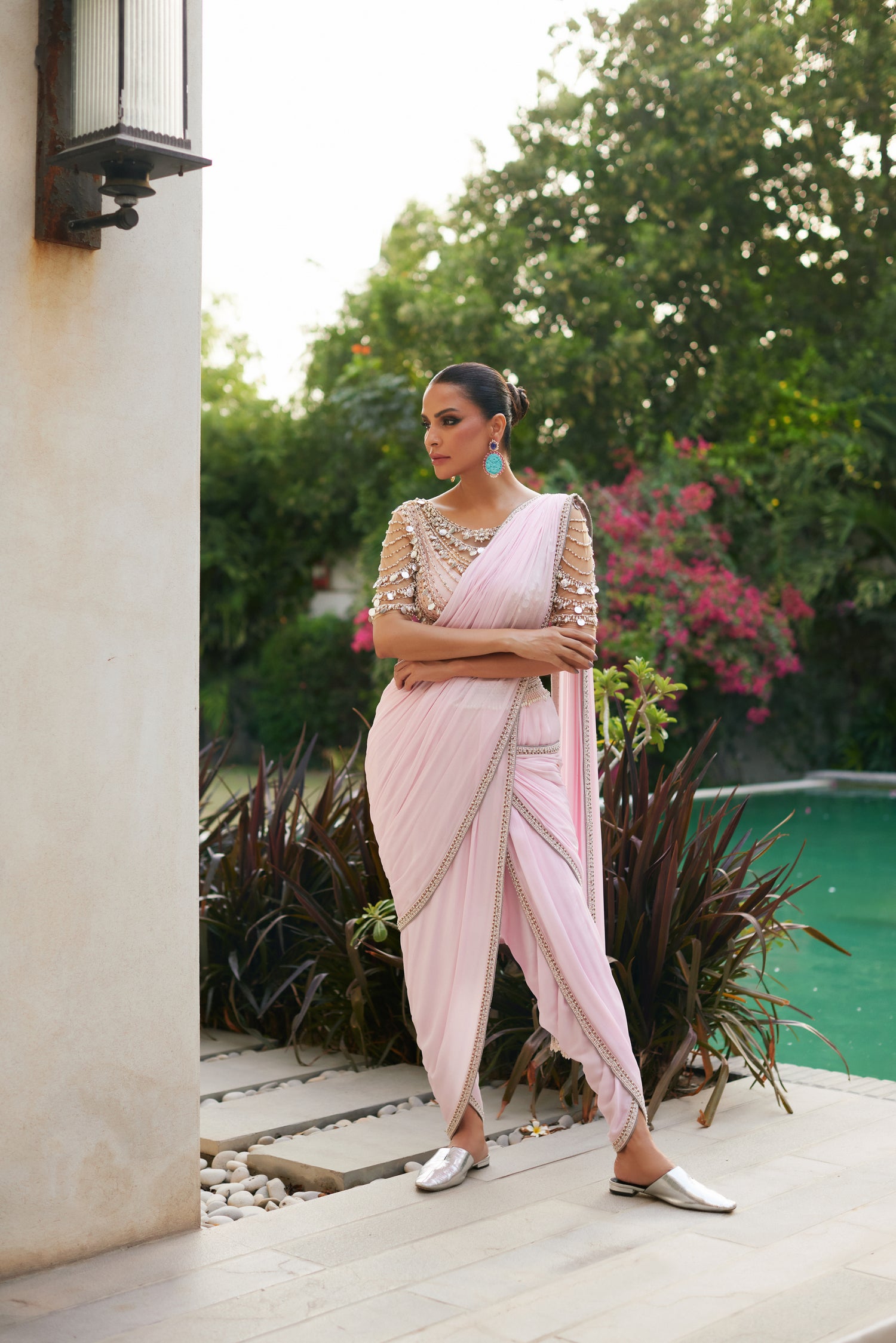 Pink Dhoti Saree