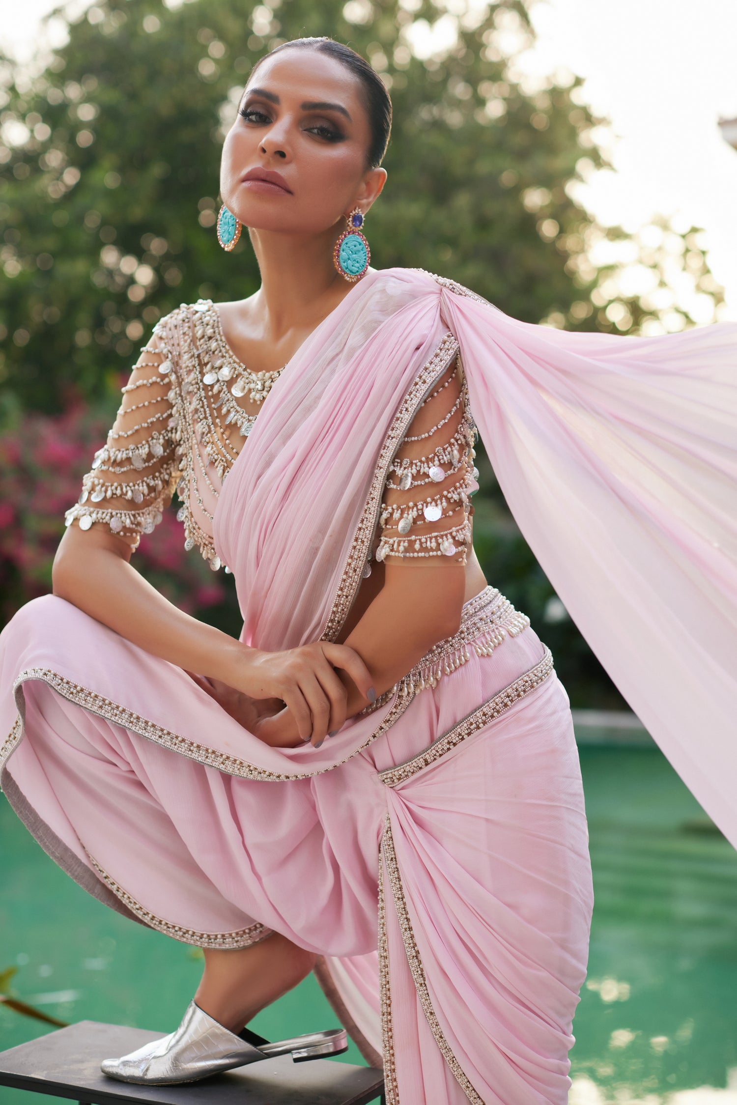 Pink Dhoti Saree