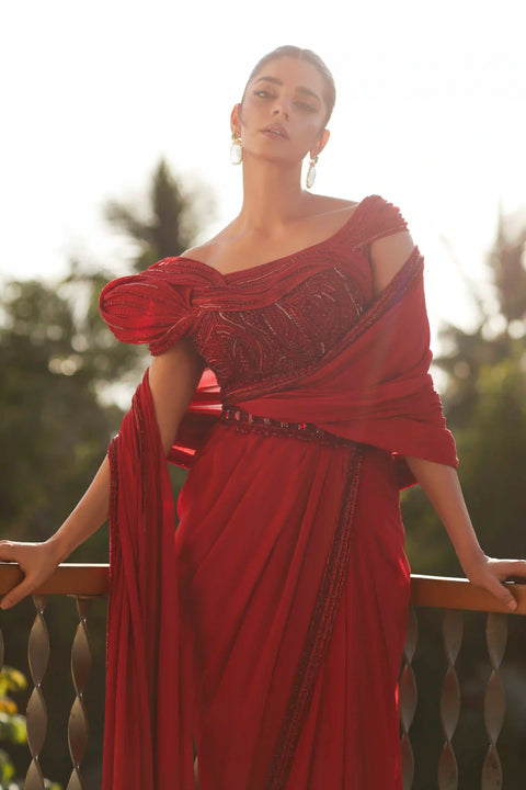 Sculpted Blouse Saree