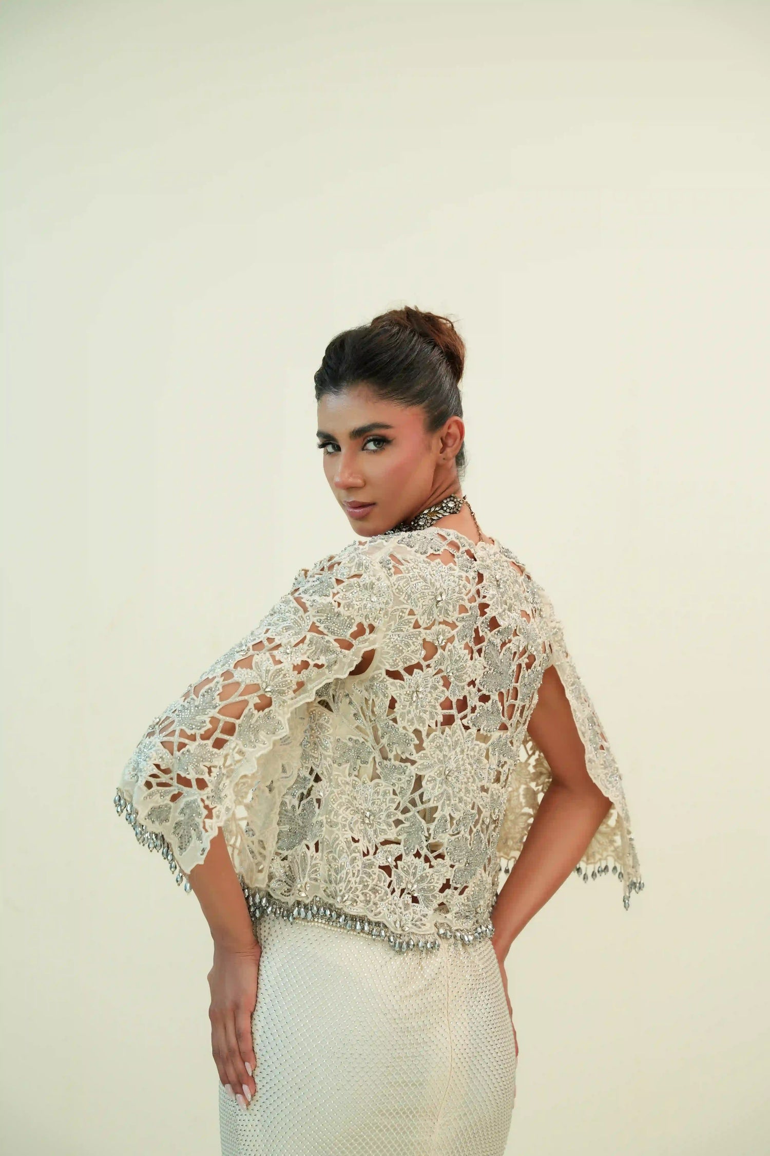 White Cutwork jacket set