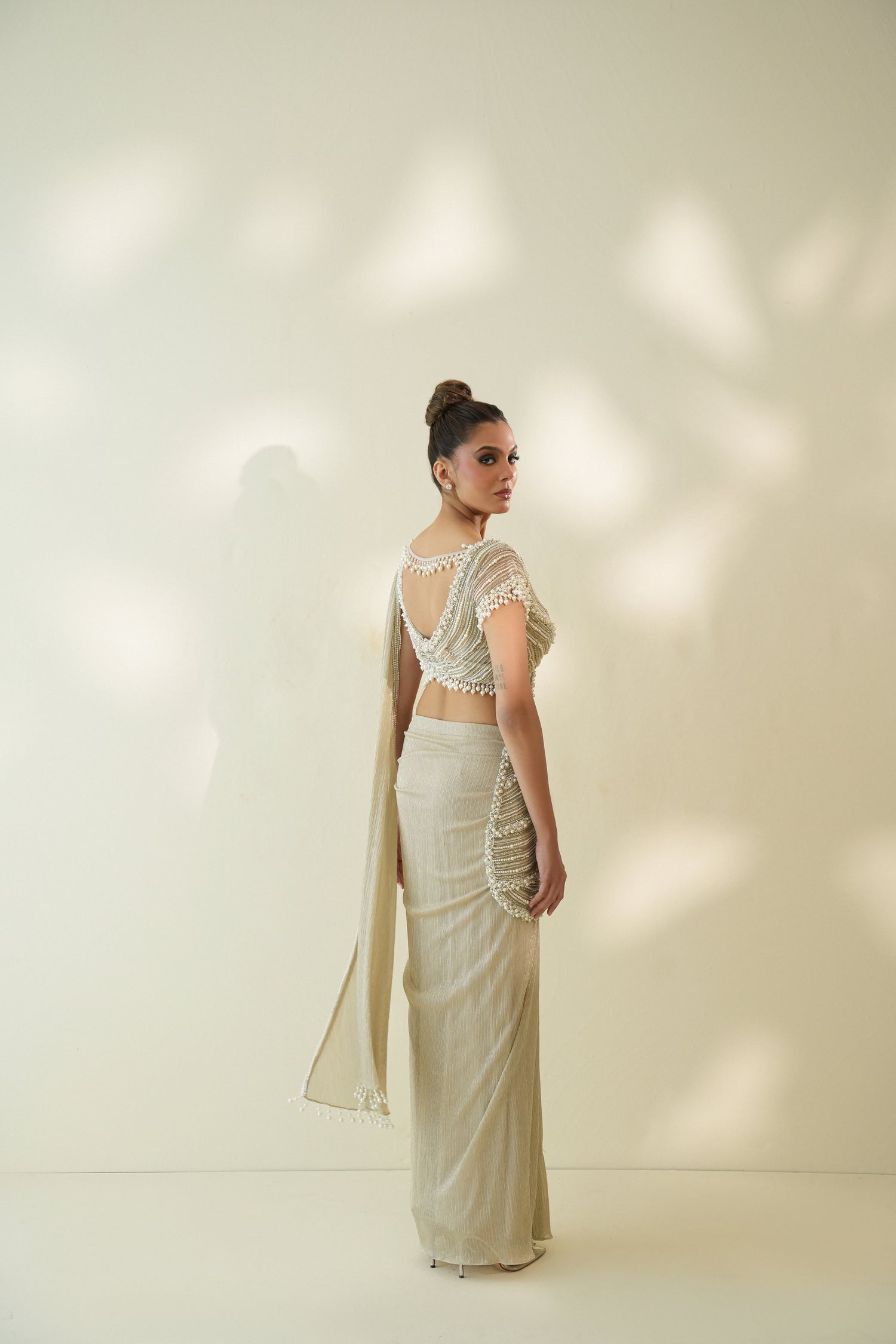 Pearl blouse Saree