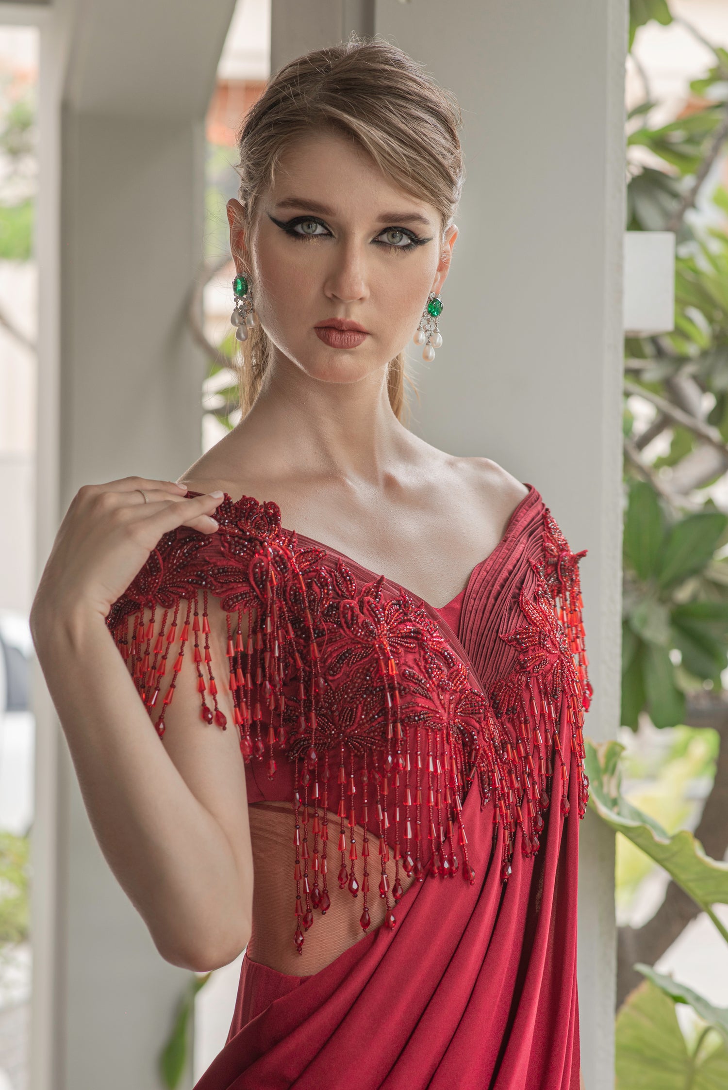 Off Shoulder Saree Dress