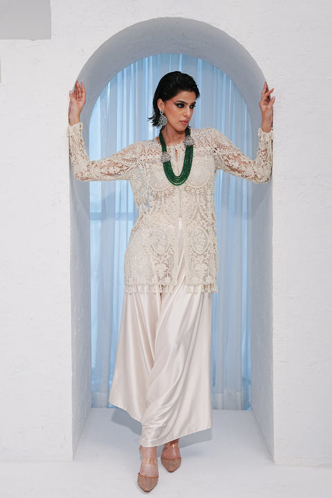 Ivory Lace Dhoti Set