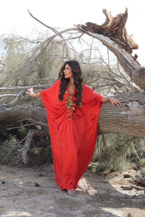 Orange Satin Kaftan