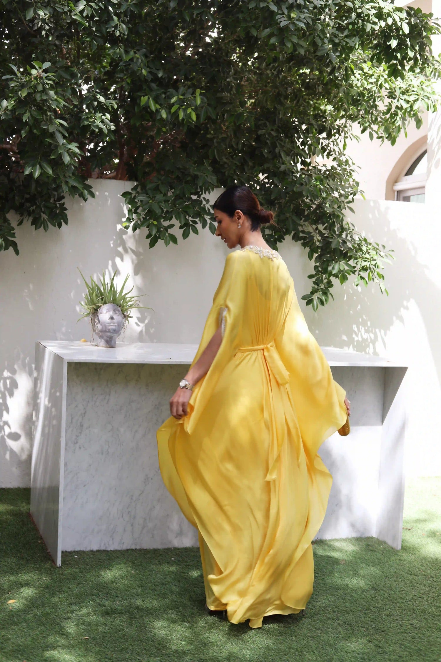 Yellow Chiffon Kaftan
