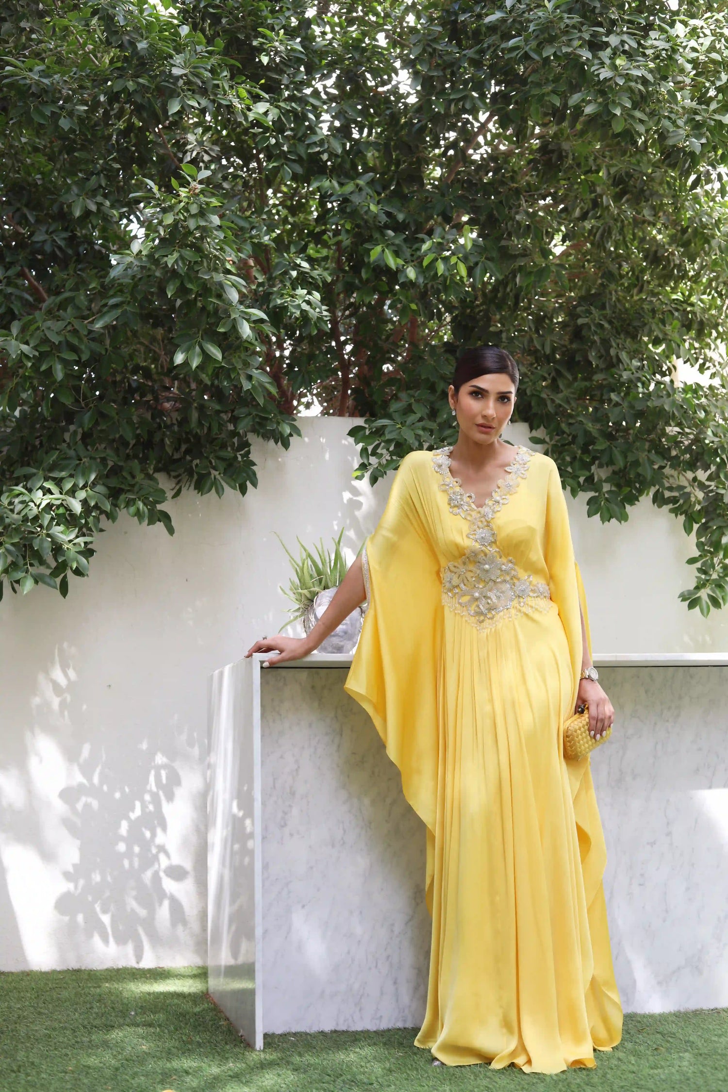 Yellow Chiffon Kaftan