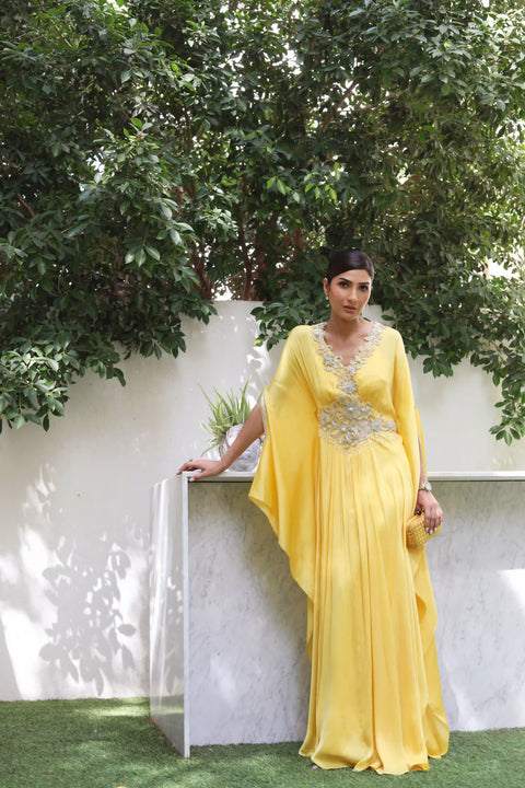 Yellow Chiffon Kaftan
