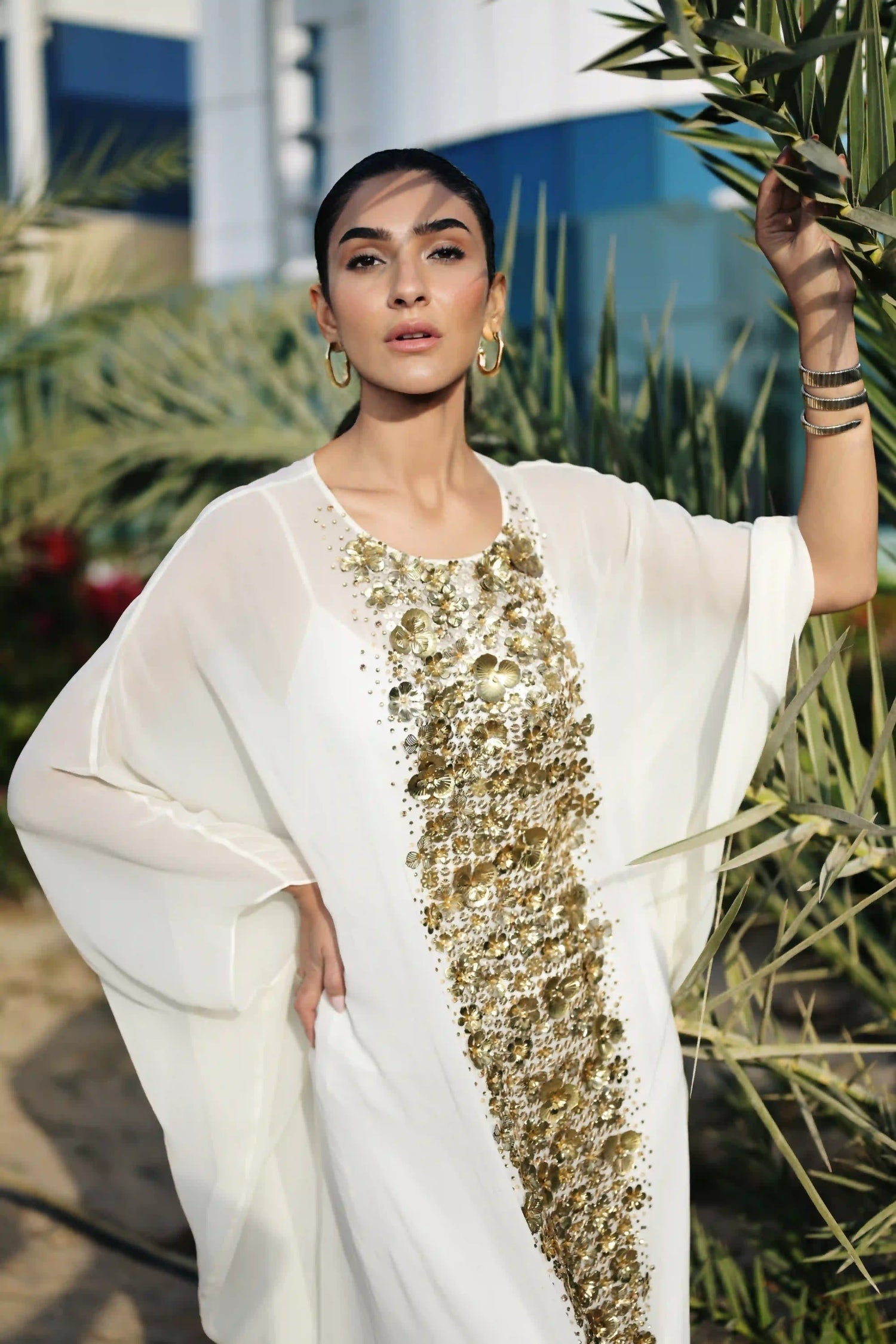Cream Silk Georgette Kaftan