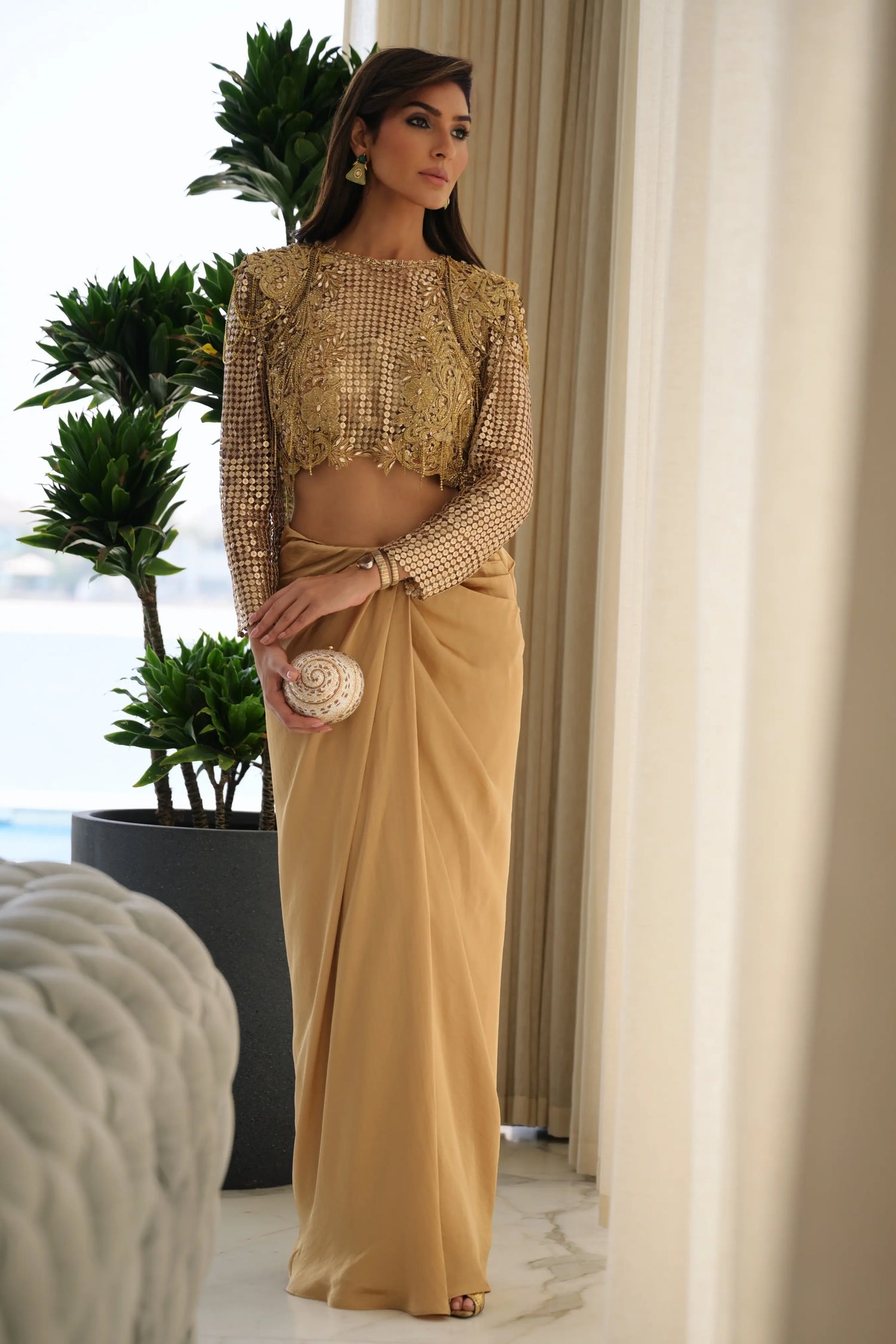 Gold Metallic Rose Top Set