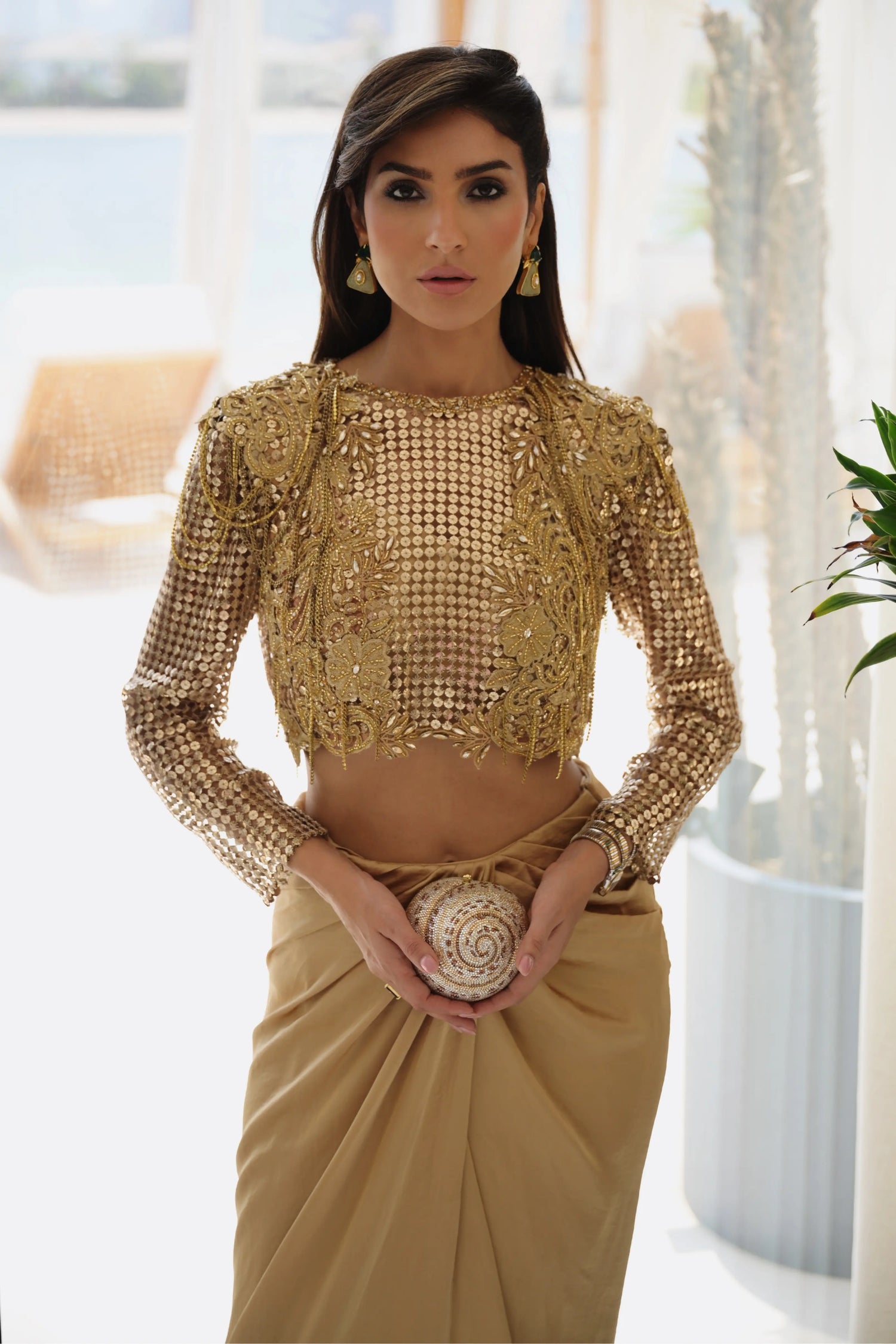 Gold Metallic Rose Top Set