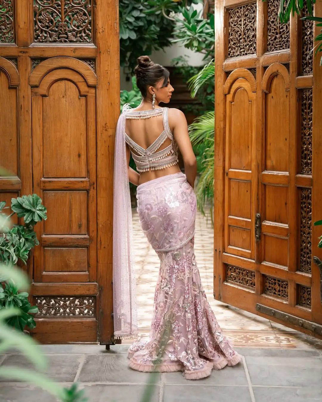 Lilac Multi Floral Mermaid Saree