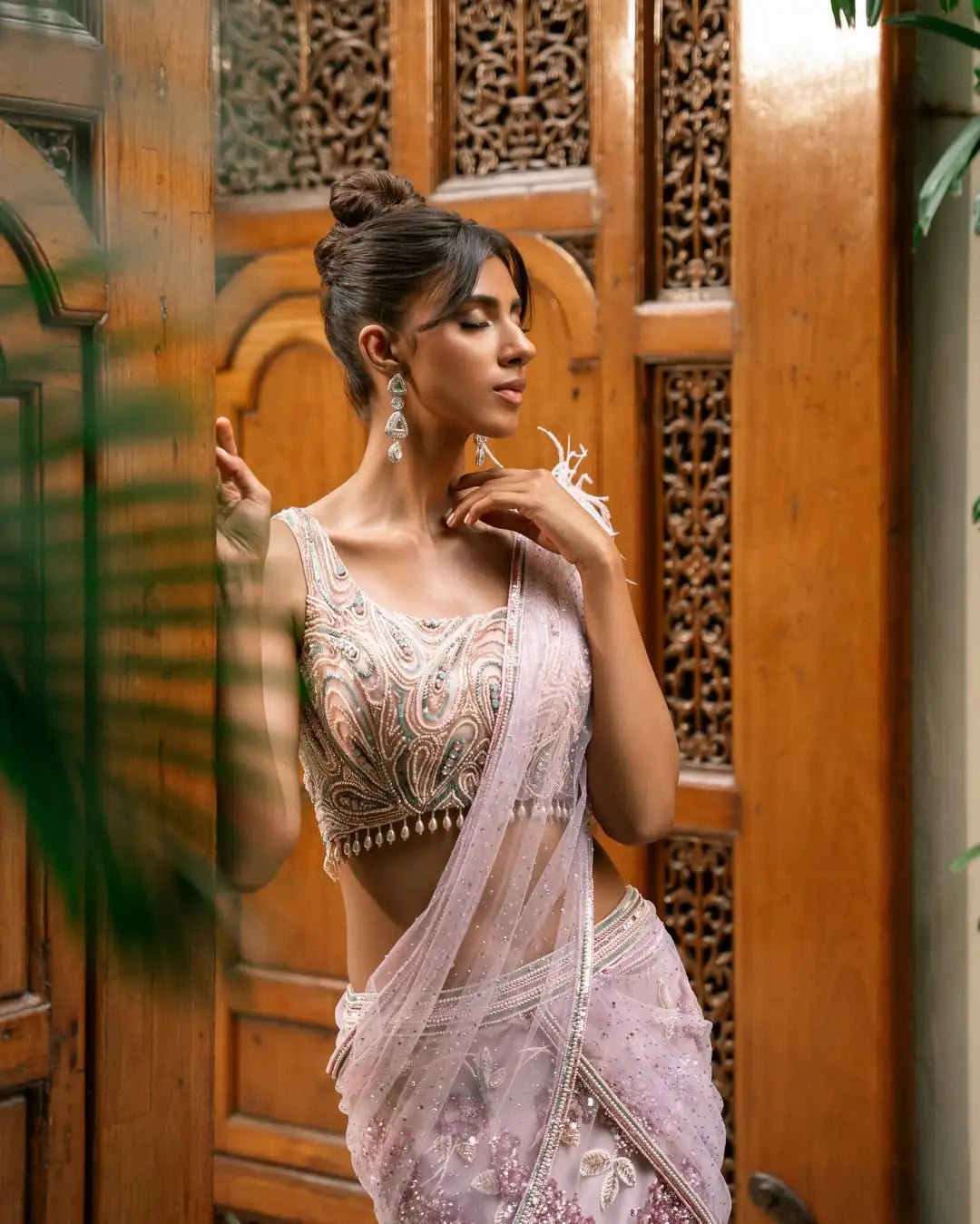 Lilac Multi Floral Mermaid Saree