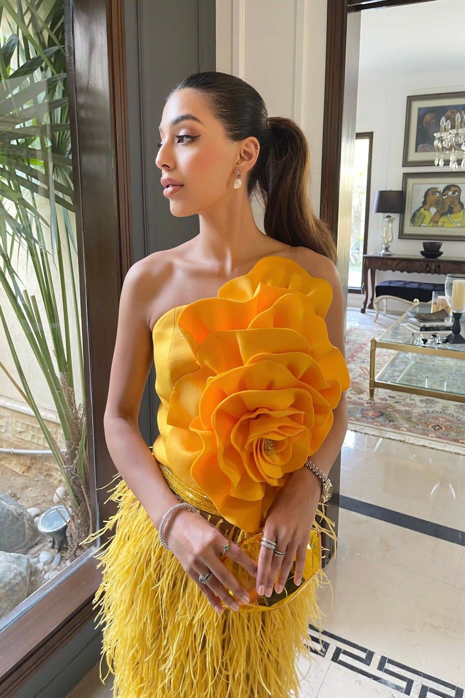 Petal top and feather skirt