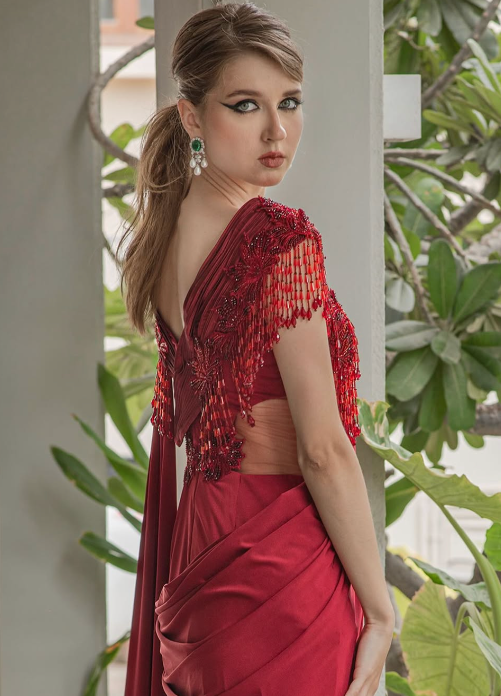 Off Shoulder Saree Dress