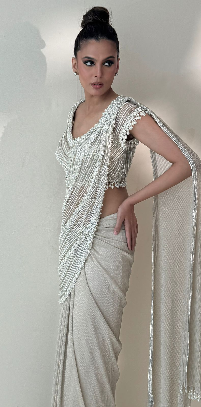 Pearl blouse Saree