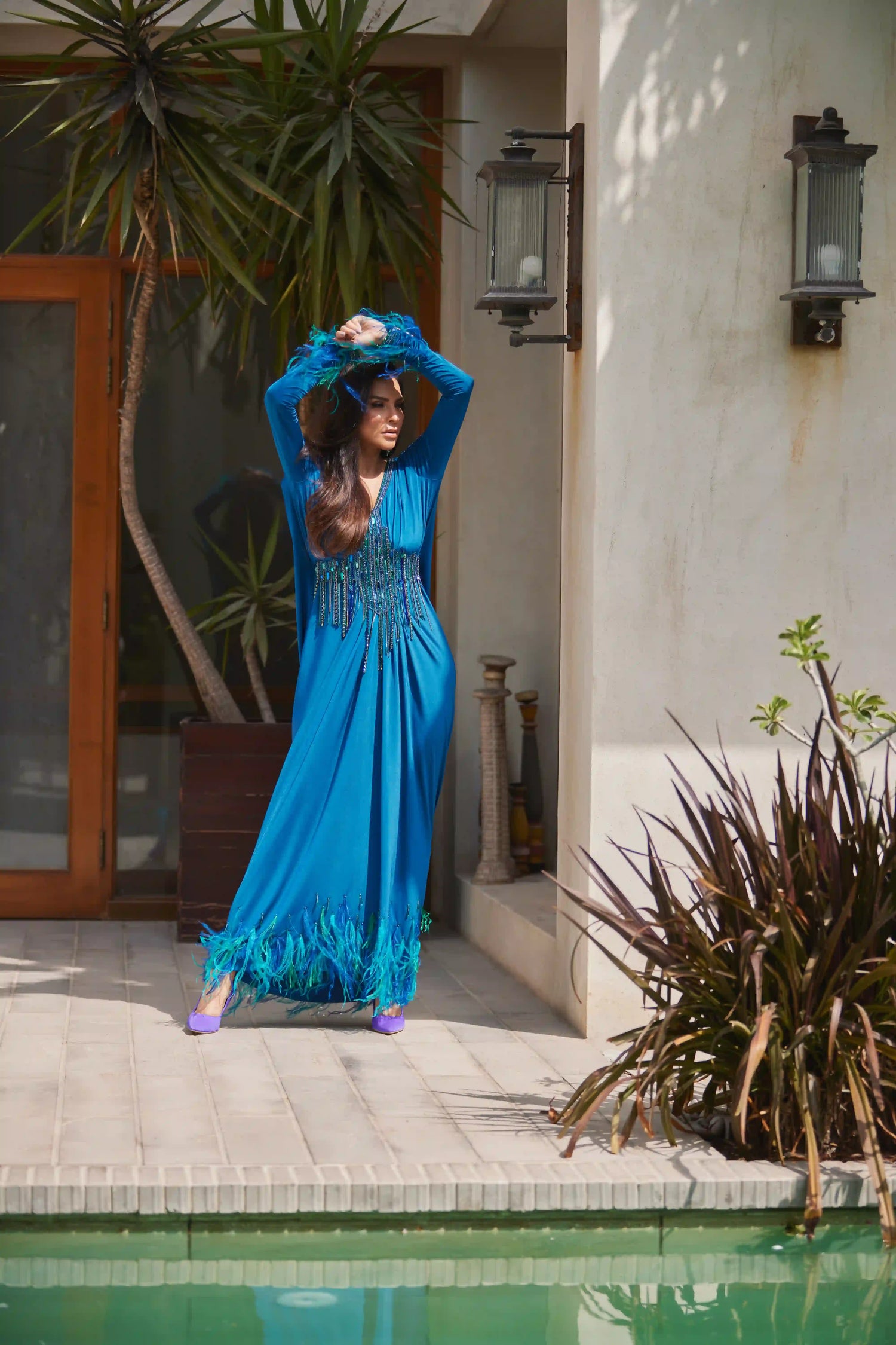 Blue Silk Kaftan