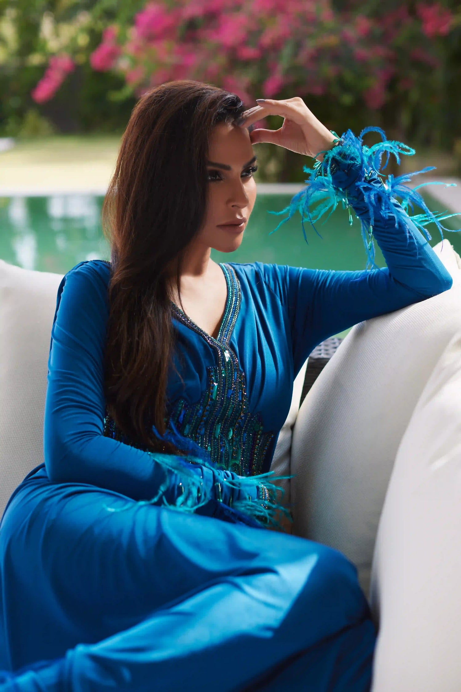 Blue Silk Kaftan