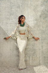 Hand Cutwork jacket and pencil skirt