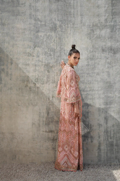 Salmon Cutwork jacket bustier and knot skirt