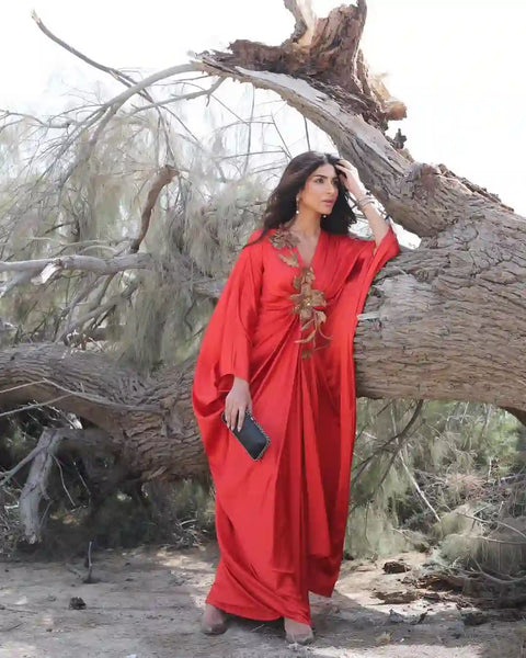 Orange Satin Kaftan