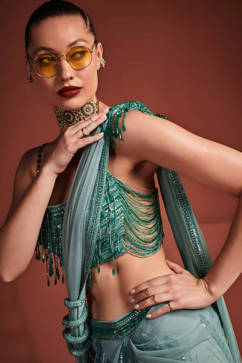 Mint Green Saree