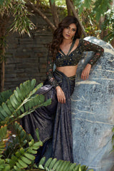 Deep Blue Foil Saree