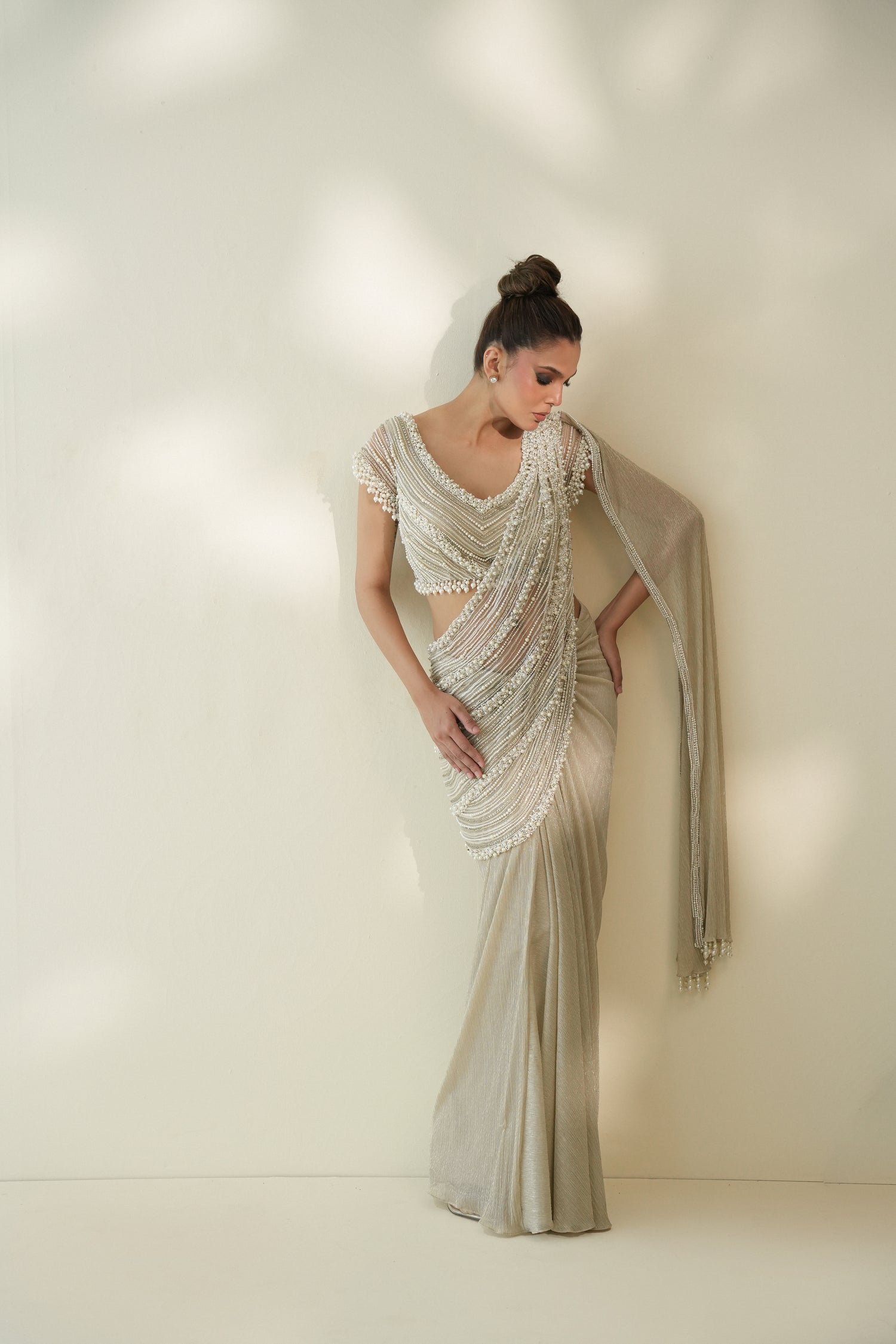 Pearl blouse Saree