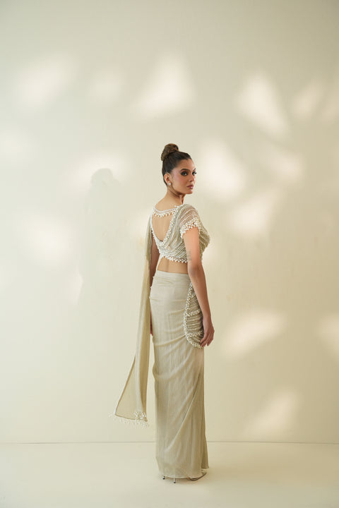 Pearl blouse Saree