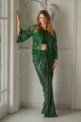 Emerald green beaded set
