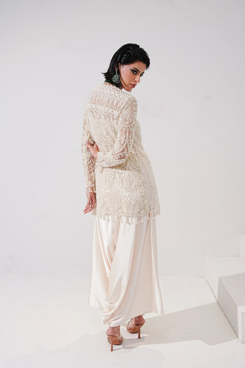 Ivory Lace Dhoti Set