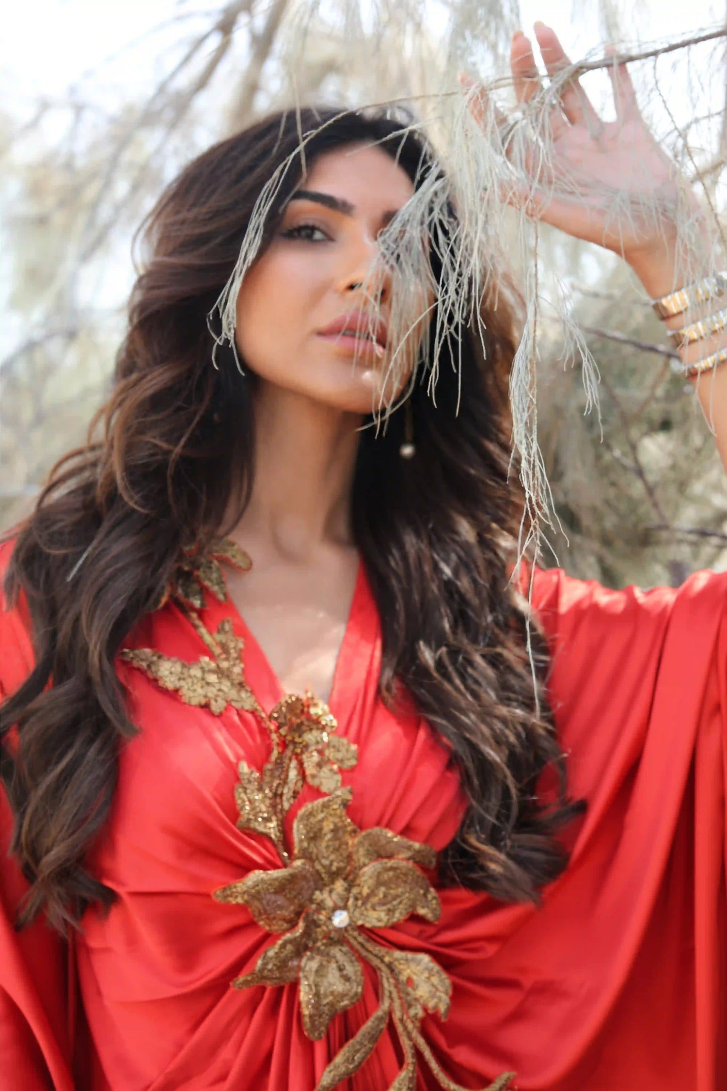 Orange Satin Kaftan