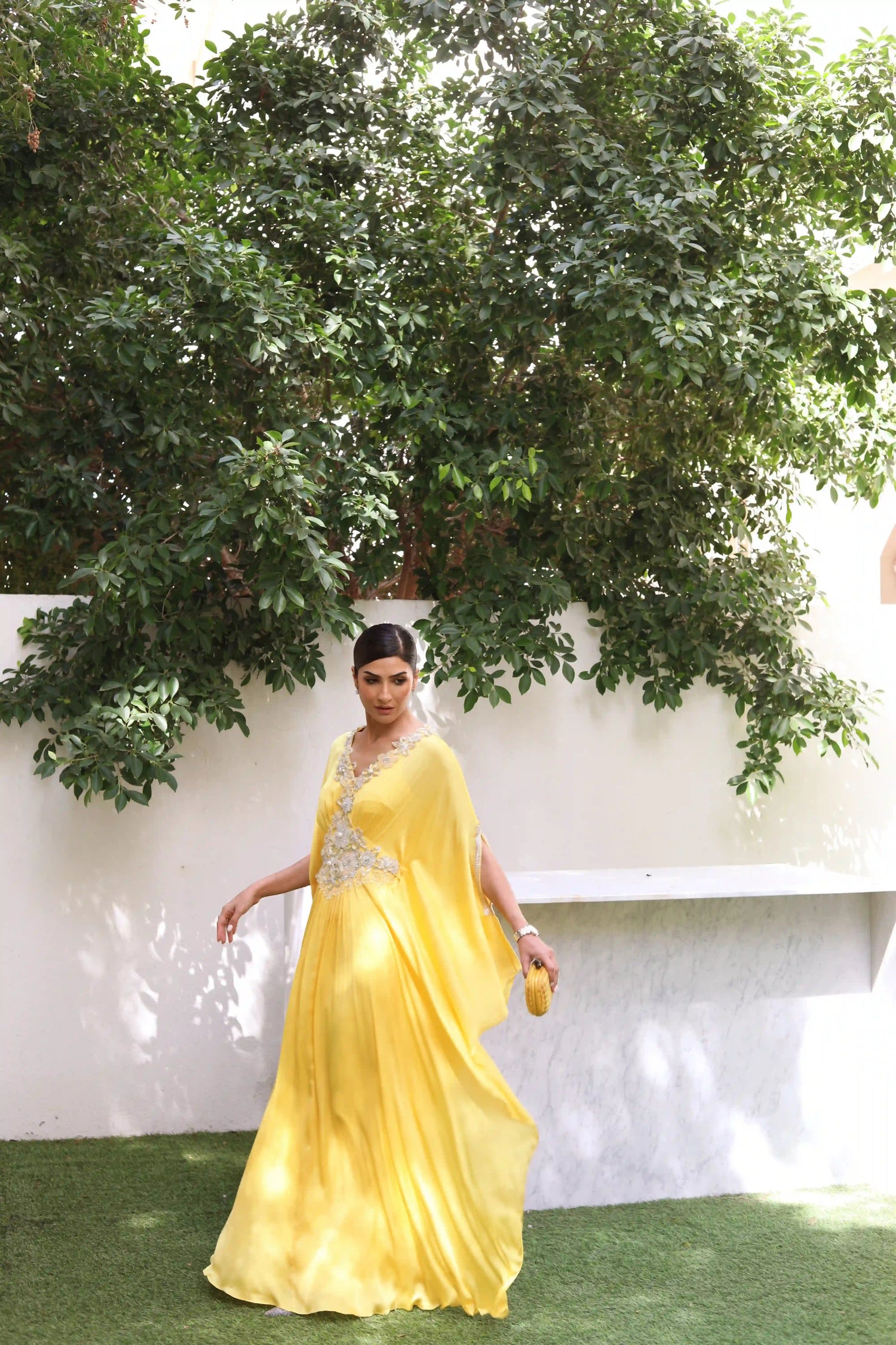 Yellow Chiffon Kaftan