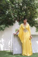 Yellow Chiffon Kaftan