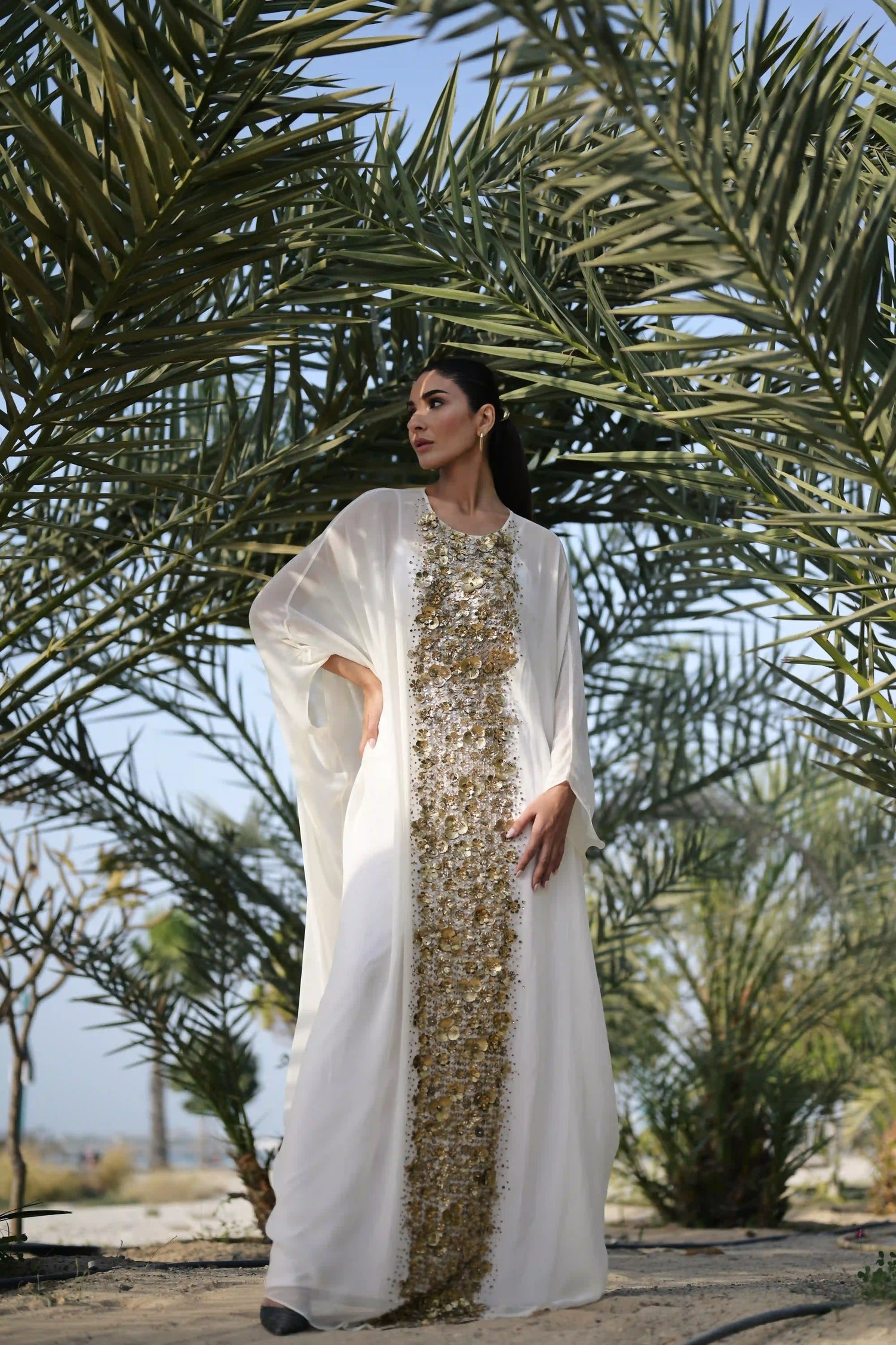 Cream Silk Georgette Kaftan