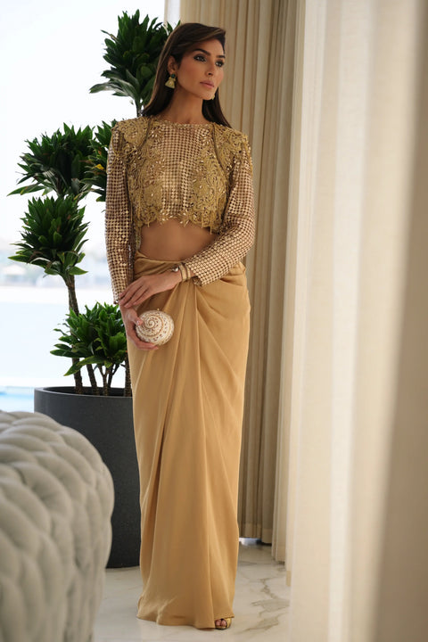 Gold Metallic Rose Top Set