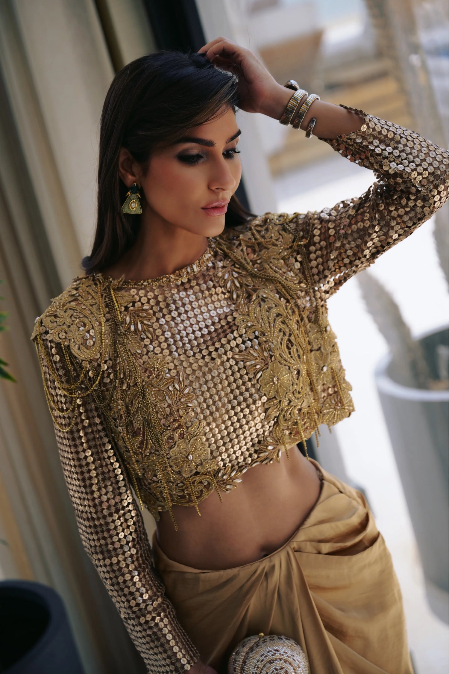 Gold Metallic Rose Top Set