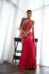 Crimson Mirrorwork Saree