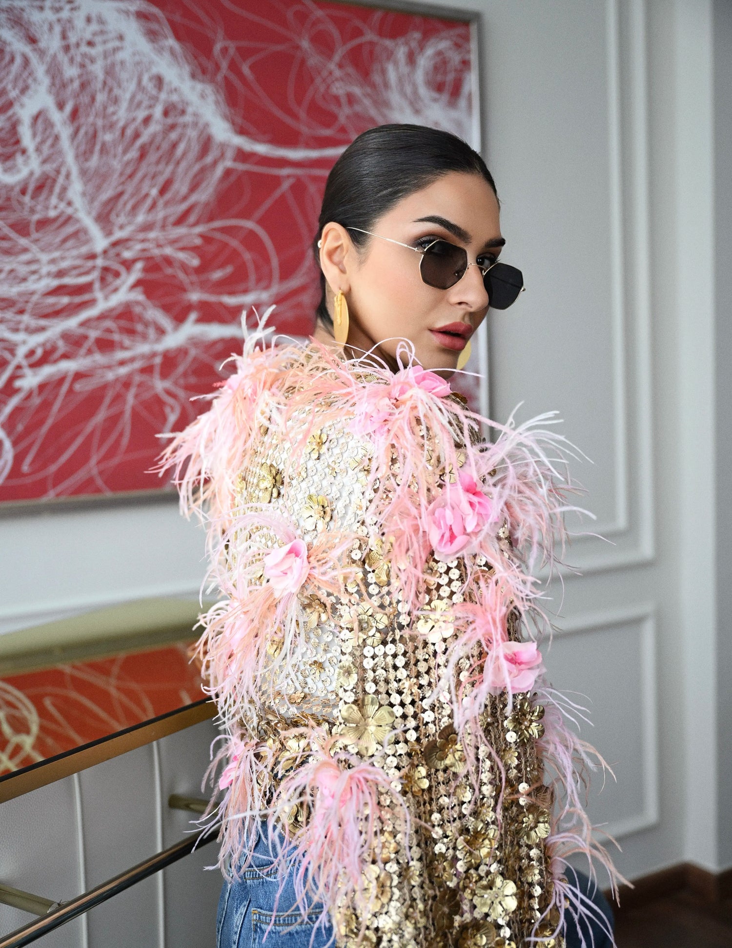 Metallic Coin Jacket Set