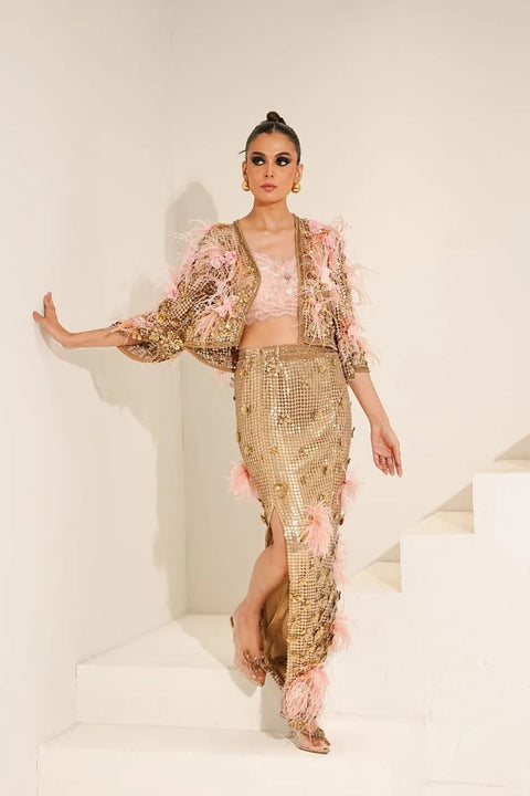 Blush Feather Skirt Set