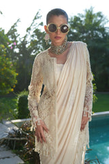 Champagne Lace Drape Saree